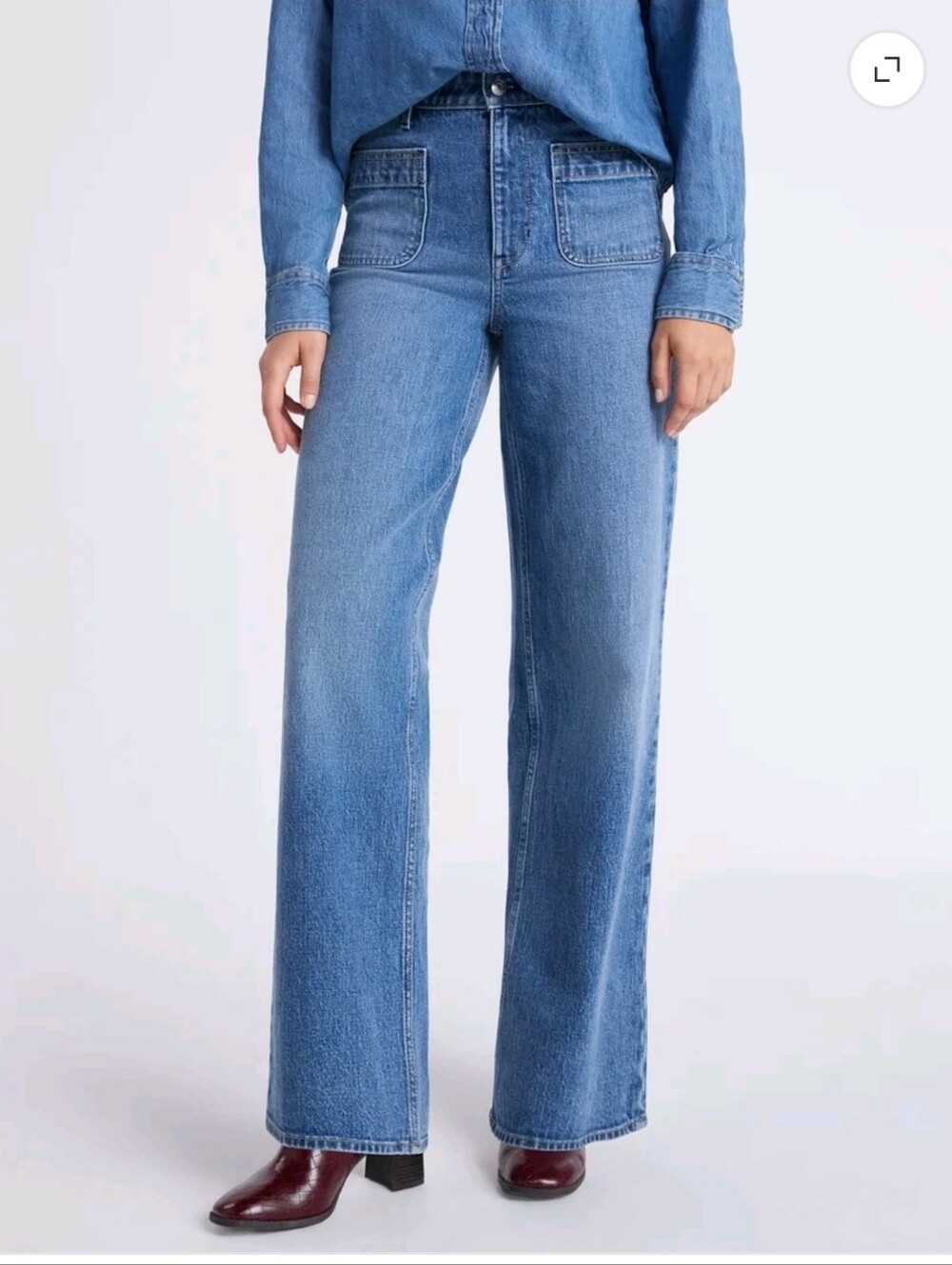Free Assembly Women's Wide Leg Jeans with Patch Pockets